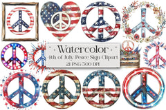 4th of July Peace Sign Clipart Bundle - CraftNest - Digital Crafting and Art