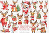 Quirky Funny Christmas Reindeer Clipart Bundle
