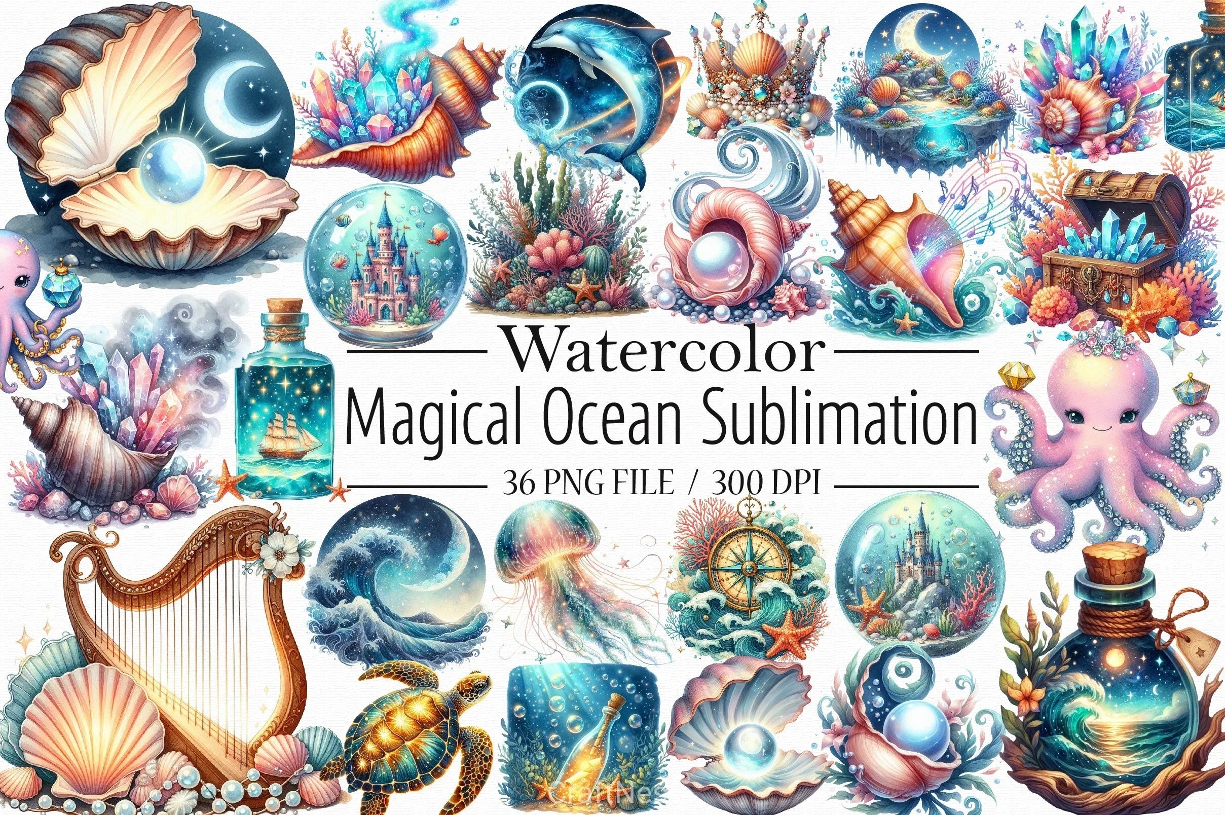 Magical Ocean Clipart Bundle - CraftNest - Digital Crafting and Art