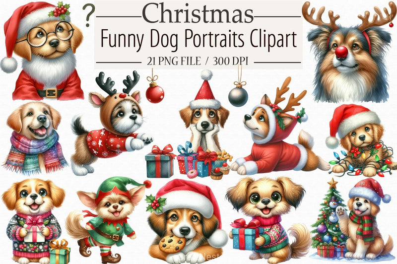 Funny Christmas Dog Clipart Bundle - CraftNest - Digital Crafting and Art