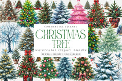 Christmas Tree Decorated Winter Clipart Bundle - CraftNest - Digital Crafting and Art
