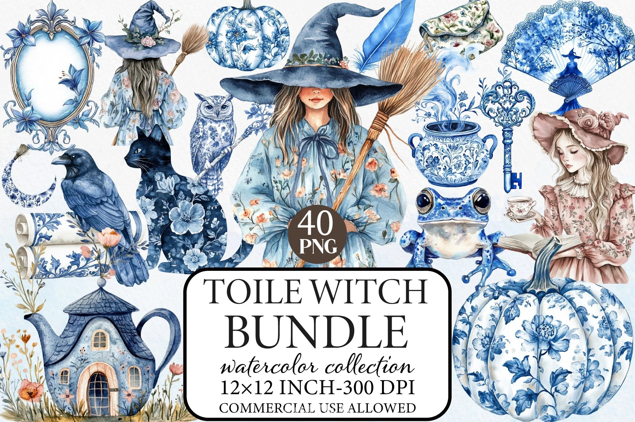 Toile Witch Clipart Bundle - CraftNest - Digital Crafting and Art