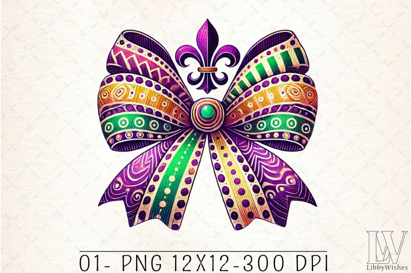 Mardi Gras Coquette Bow Clipart Bundle 4 - CraftNest - Digital Crafting and Art