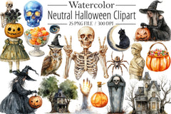 Neutral Halloween Clipart Bundle - CraftNest - Digital Crafting and Art