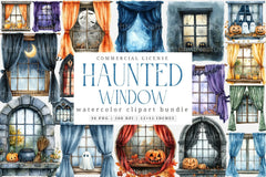 Cute Haunted Window Views Clipart Bundle - CraftNest - Digital Crafting and Art