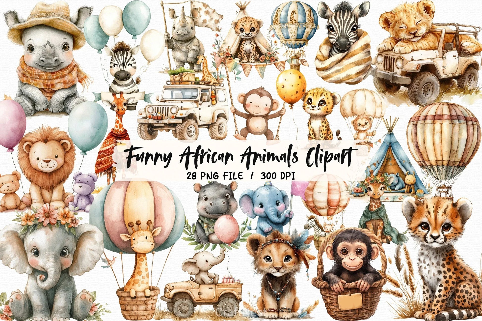 Funny African Animals Clipart Bundle - CraftNest - Digital Crafting and Art
