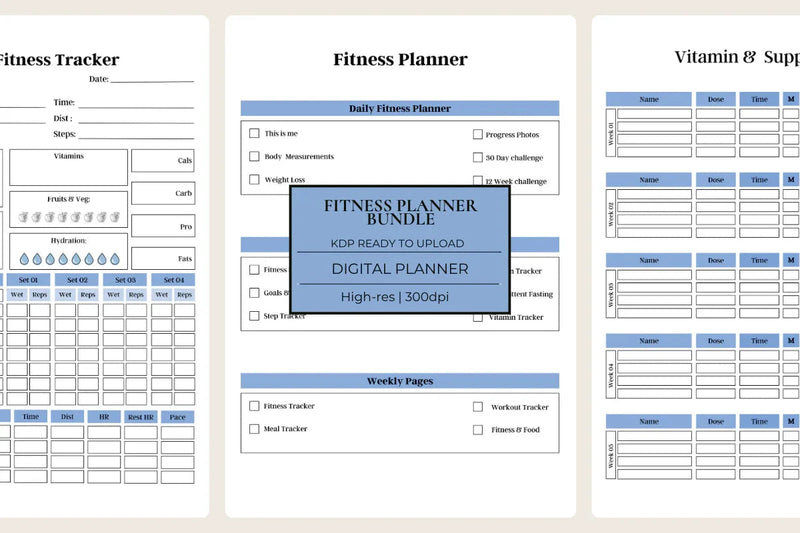 Fitness Planner KDP Planner - CraftNest - Digital Crafting and Art