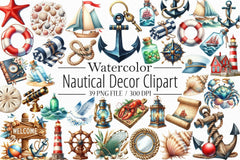 Nautical Decor Clipart Bundle - CraftNest - Digital Crafting and Art