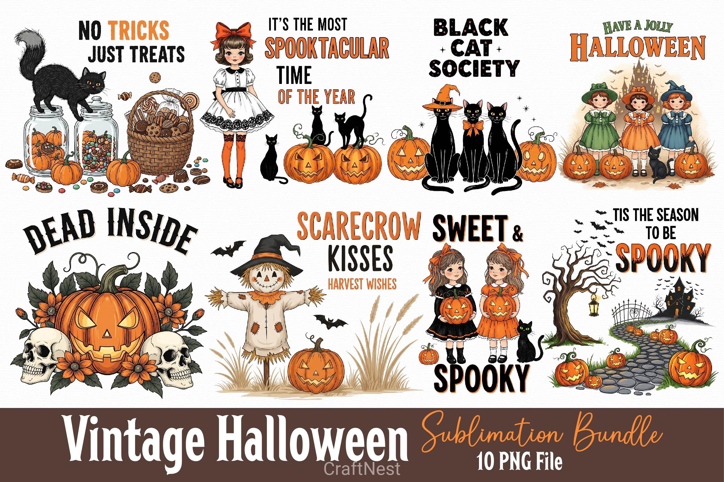 Vintage Halloween Clipart Bundle 4