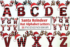 Santa Reindeer Hat Alphabet Clipart Bundle - CraftNest - Digital Crafting and Art