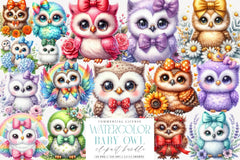 Cute Baby Owl Clipart Bundle - CraftNest - Digital Crafting and Art