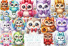 Cute Baby Owl Clipart Bundle