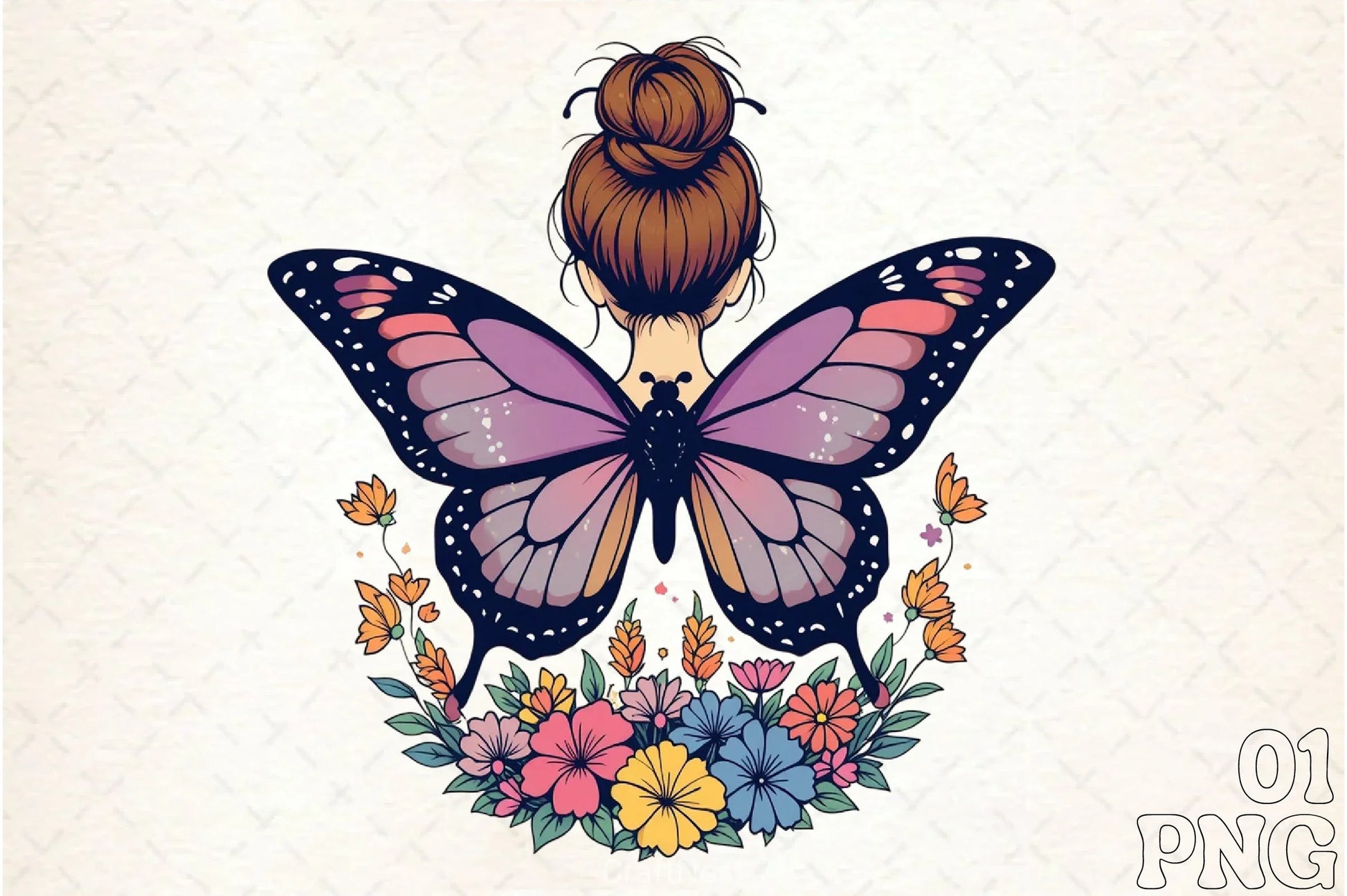 Butterfly Woman Flowers Clipart Bundle 2 - CraftNest - Digital Crafting and Art