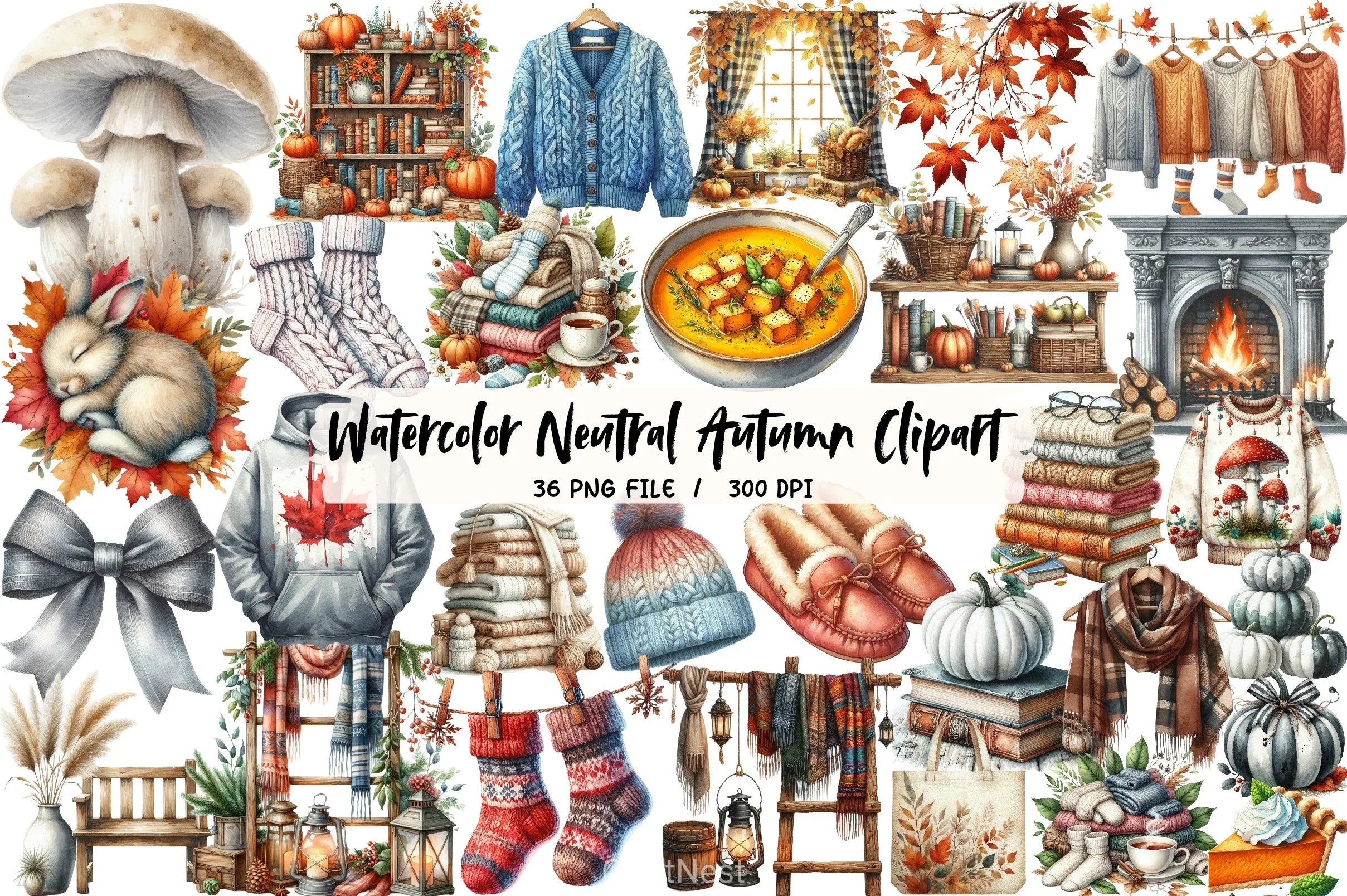 Neutral Autumn Clipart Bundle - CraftNest - Digital Crafting and Art