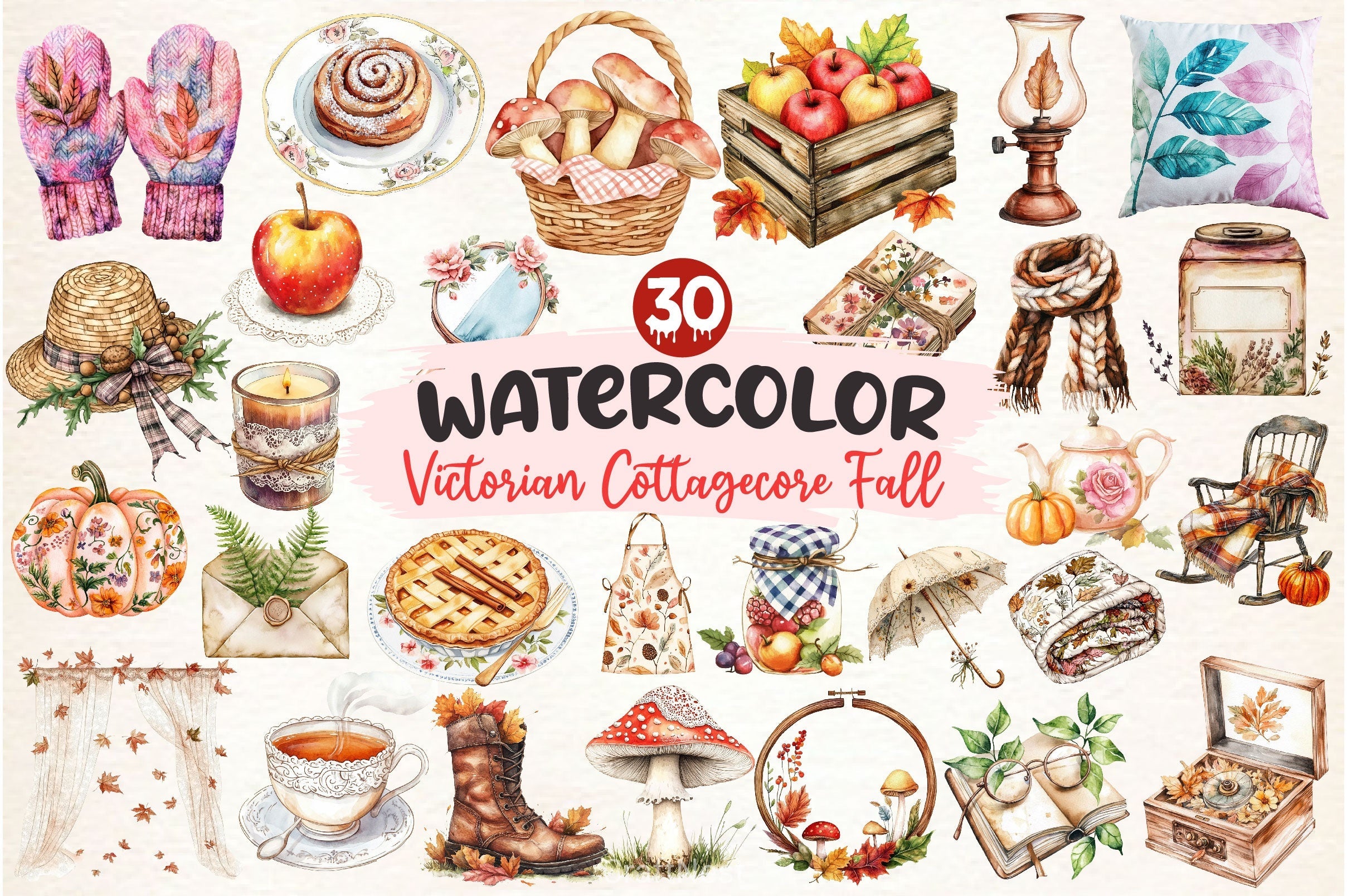 Victorian Cottagecore Fall Clipart Bundle 2