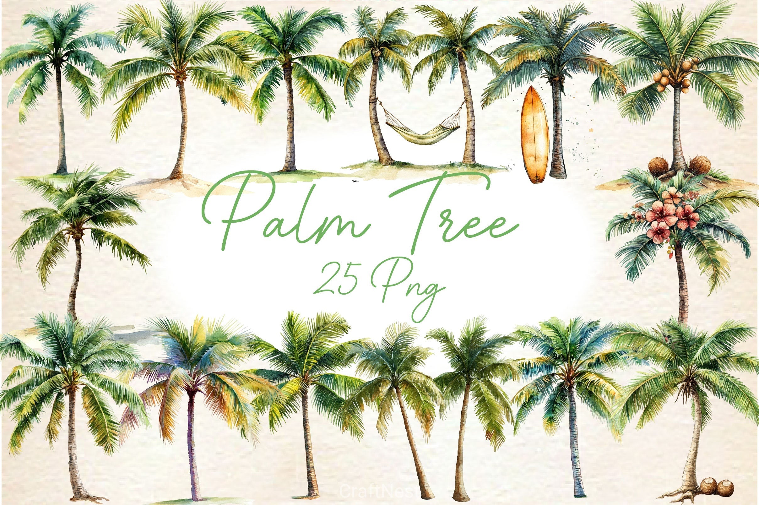 Summer Palm Tree Clipart Bundle 2