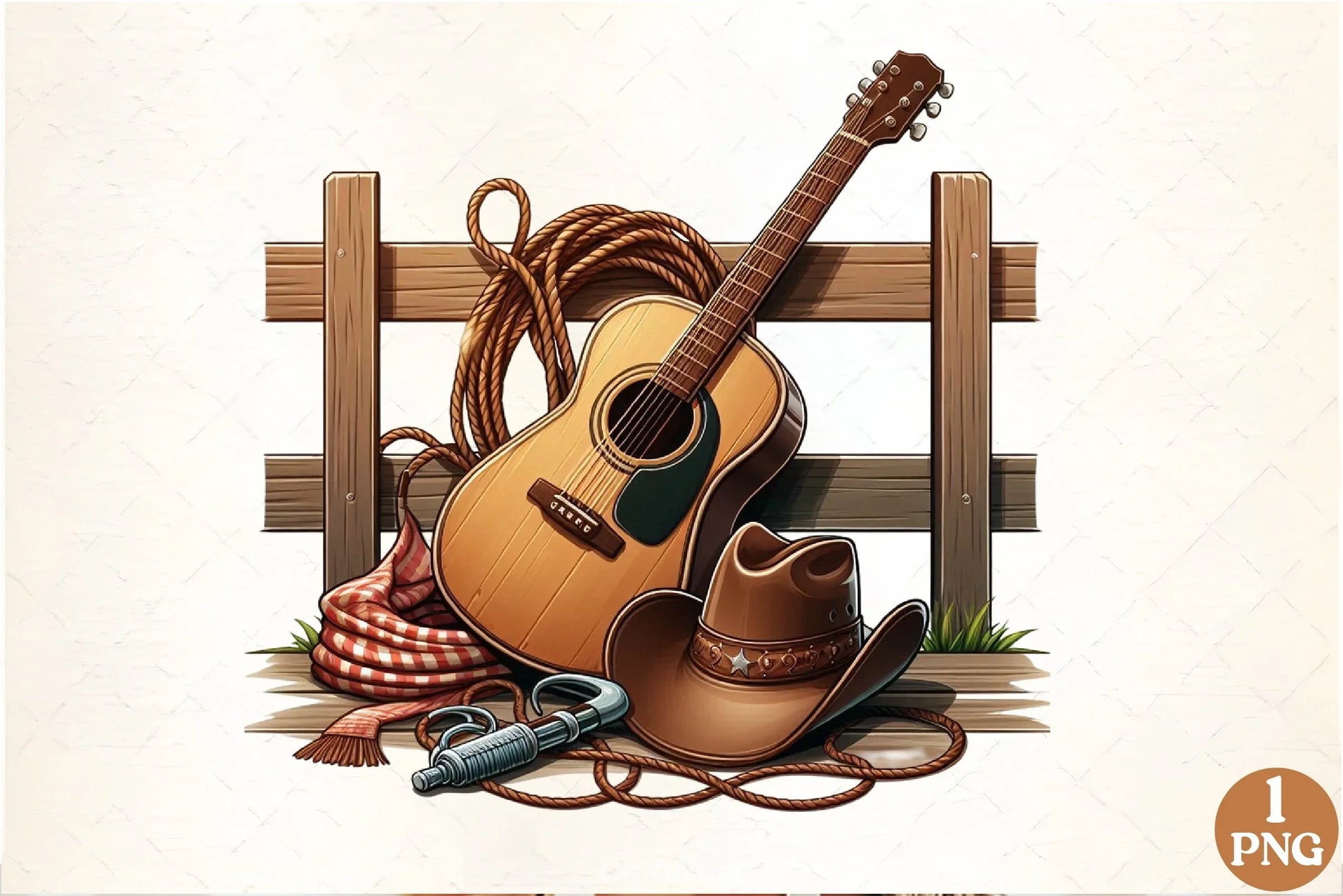 Guitar Cowboy Hat Fence Clipart Bundle - CraftNest - Digital Crafting and Art