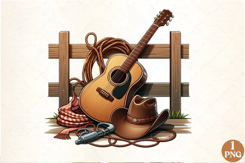 Guitar Cowboy Hat Fence Clipart Bundle - CraftNest - Digital Crafting and Art