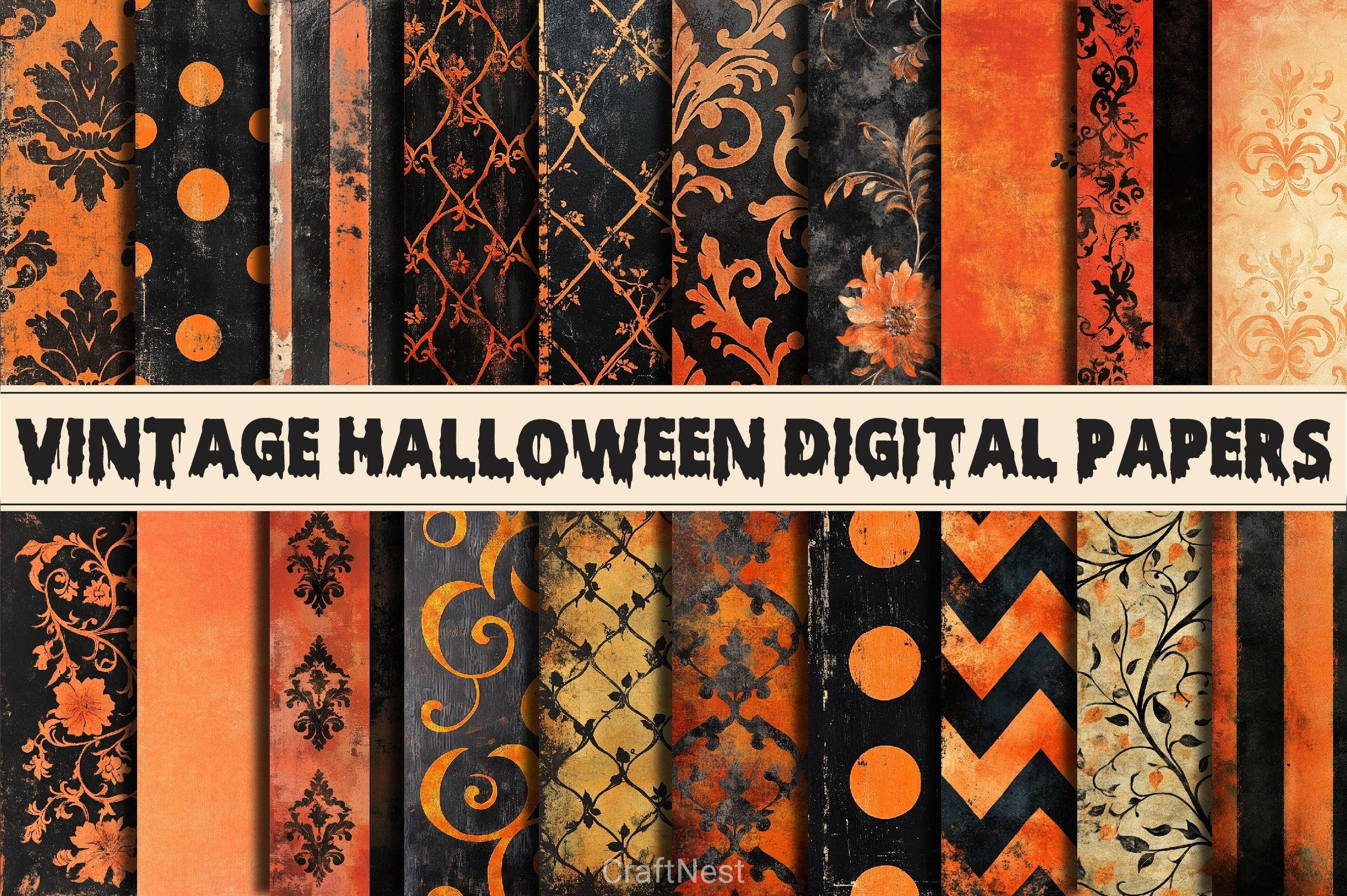 Vintage Halloween Digital Papers - CraftNest - Digital Crafting and Art