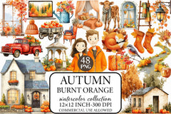 Burnt Orange Autumn Clipart Bundle 2 - CraftNest - Digital Crafting and Art