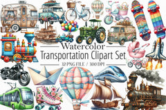Transportation Clipart Bundle - CraftNest - Digital Crafting and Art