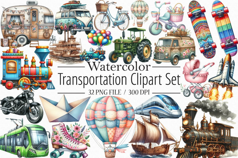 Transportation Clipart Bundle - CraftNest - Digital Crafting and Art
