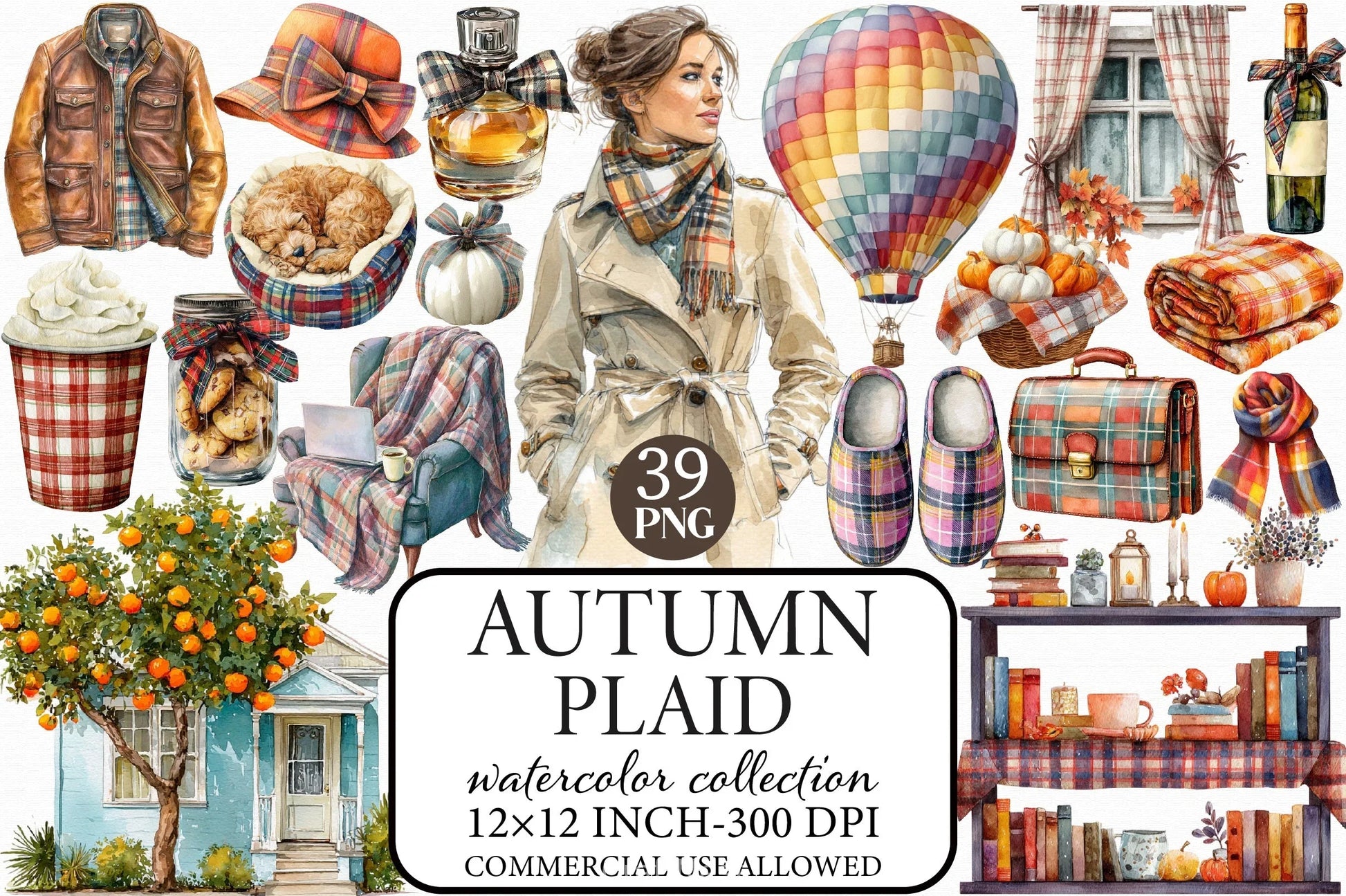 Plaid Autumn Clipart Bundle - CraftNest - Digital Crafting and Art