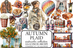 Plaid Autumn Clipart Bundle - CraftNest - Digital Crafting and Art