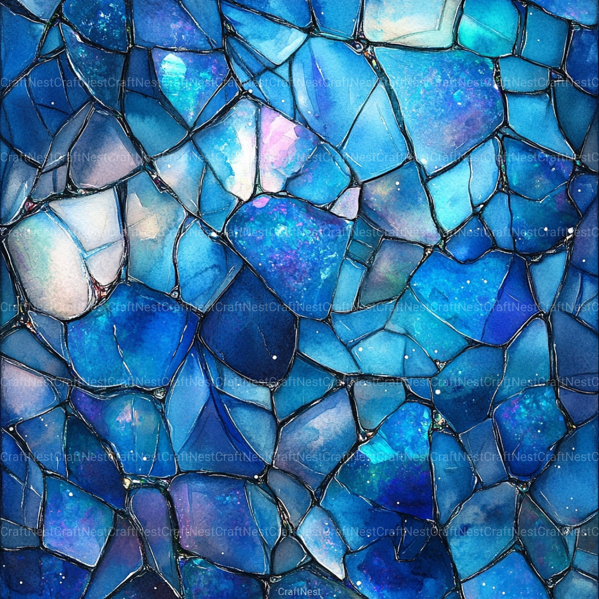 Blue Holographic Glitter Digital Paper - CraftNest - Digital Crafting and Art