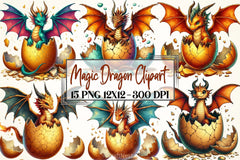 Magic Dragon Clipart Bundle - CraftNest - Digital Crafting and Art