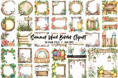 Summer Wood Border Clipart Bundle - CraftNest - Digital Crafting and Art