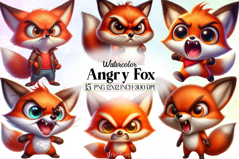 Angry Fox Clipart Bundle - CraftNest - Digital Crafting and Art