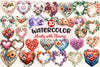 Wedding Hearts With Flowers Clipart Bundle
