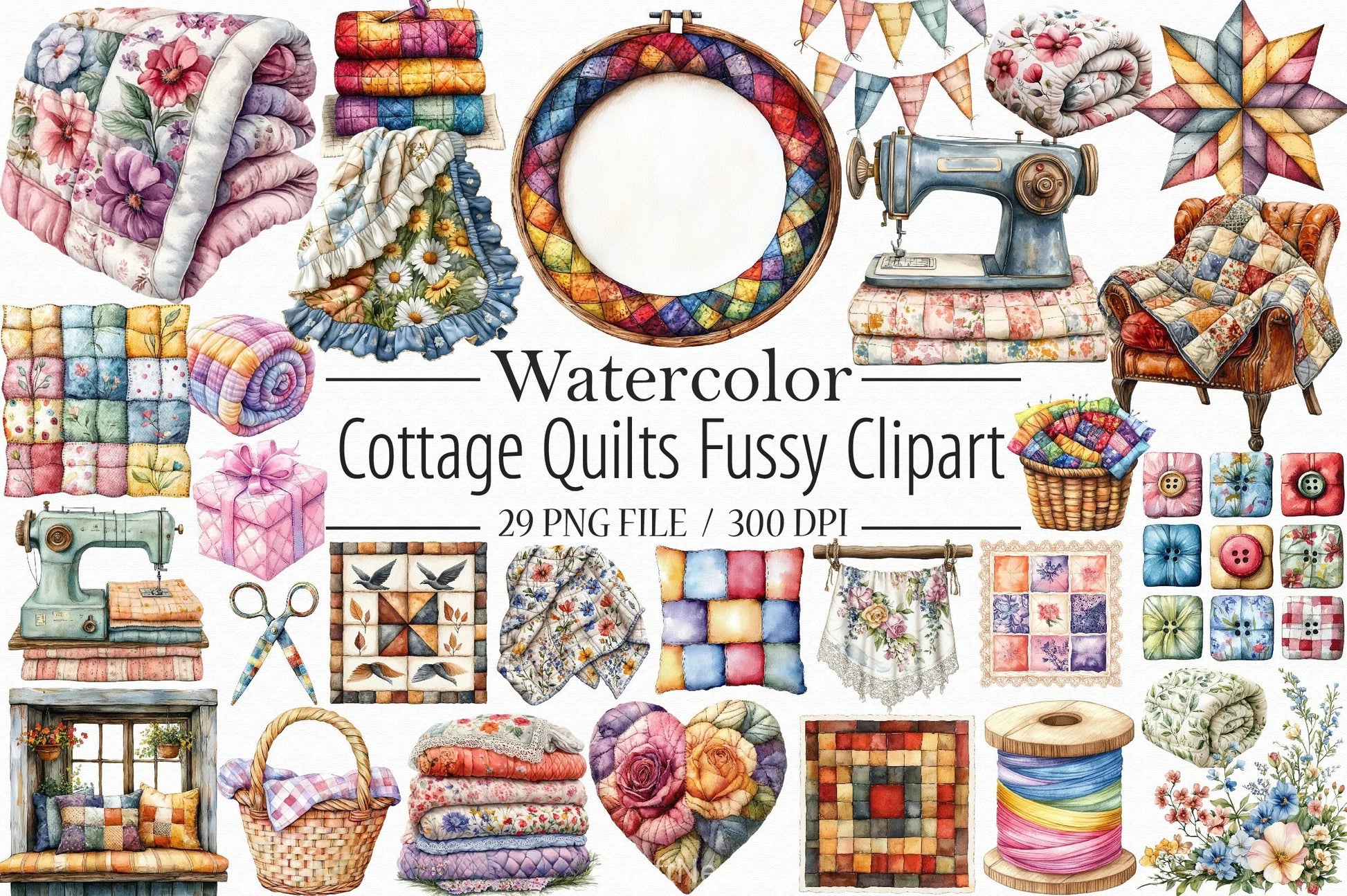Cottage Quilts Clipart Bundle - CraftNest - Digital Crafting and Art