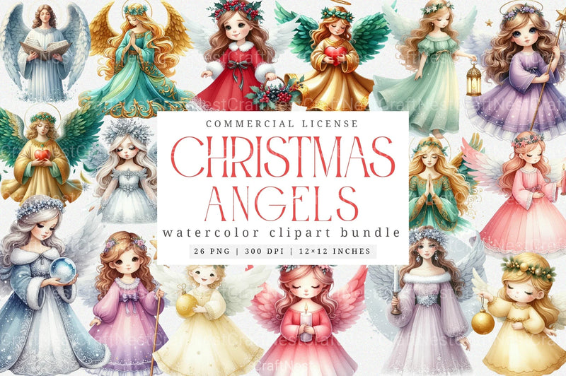 Christmas Angels Clipart Bundle - CraftNest - Digital Crafting and Art