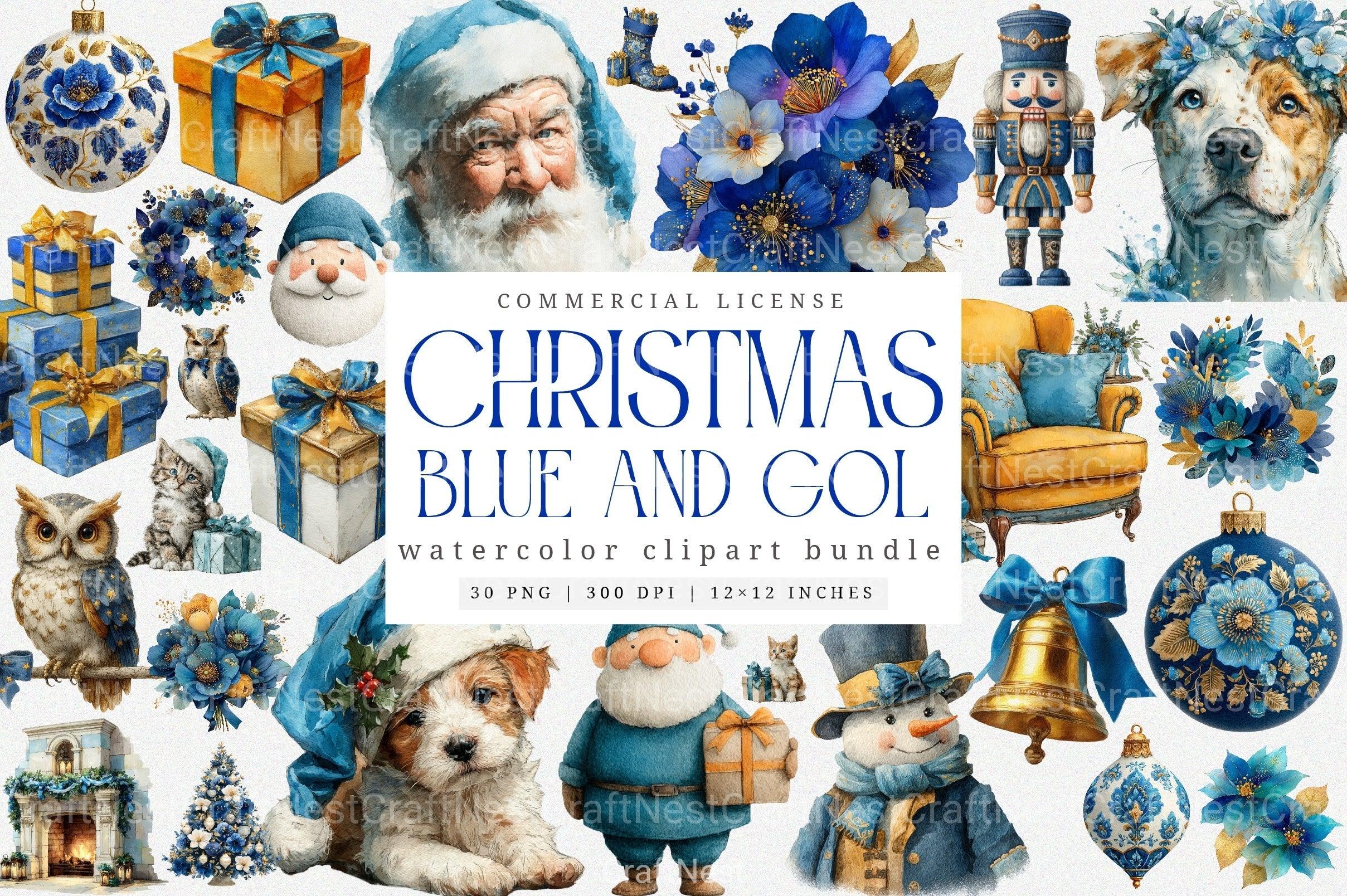 Blue and Gold Christmas Navy Clipart Bundle - CraftNest - Digital Crafting and Art
