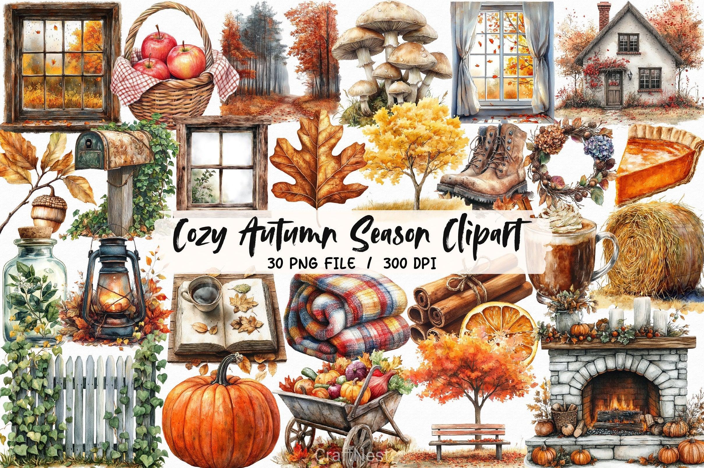 Cozy Autumn Clipart Bundle 9 - CraftNest - Digital Crafting and Art