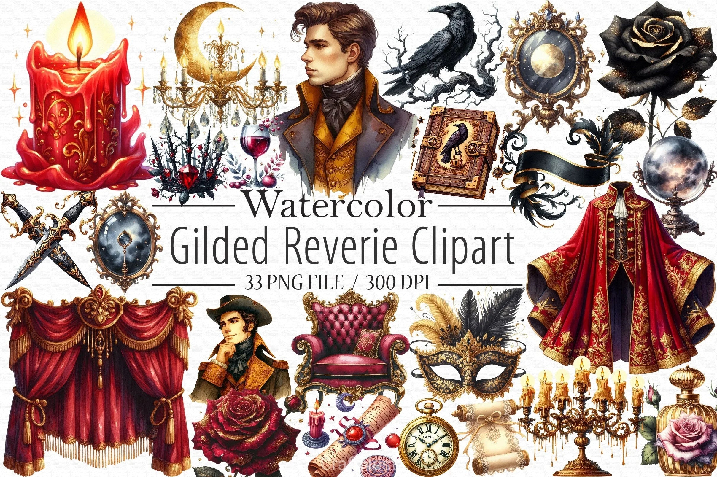 Gilded Reverie Clipart Bundle - CraftNest - Digital Crafting and Art