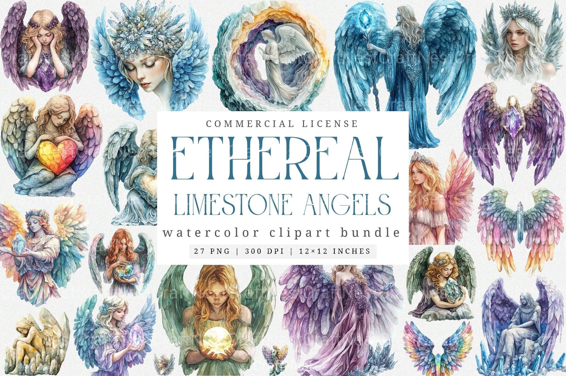 Ethereal Limestone Angels Clipart Bundle - CraftNest - Digital Crafting and Art