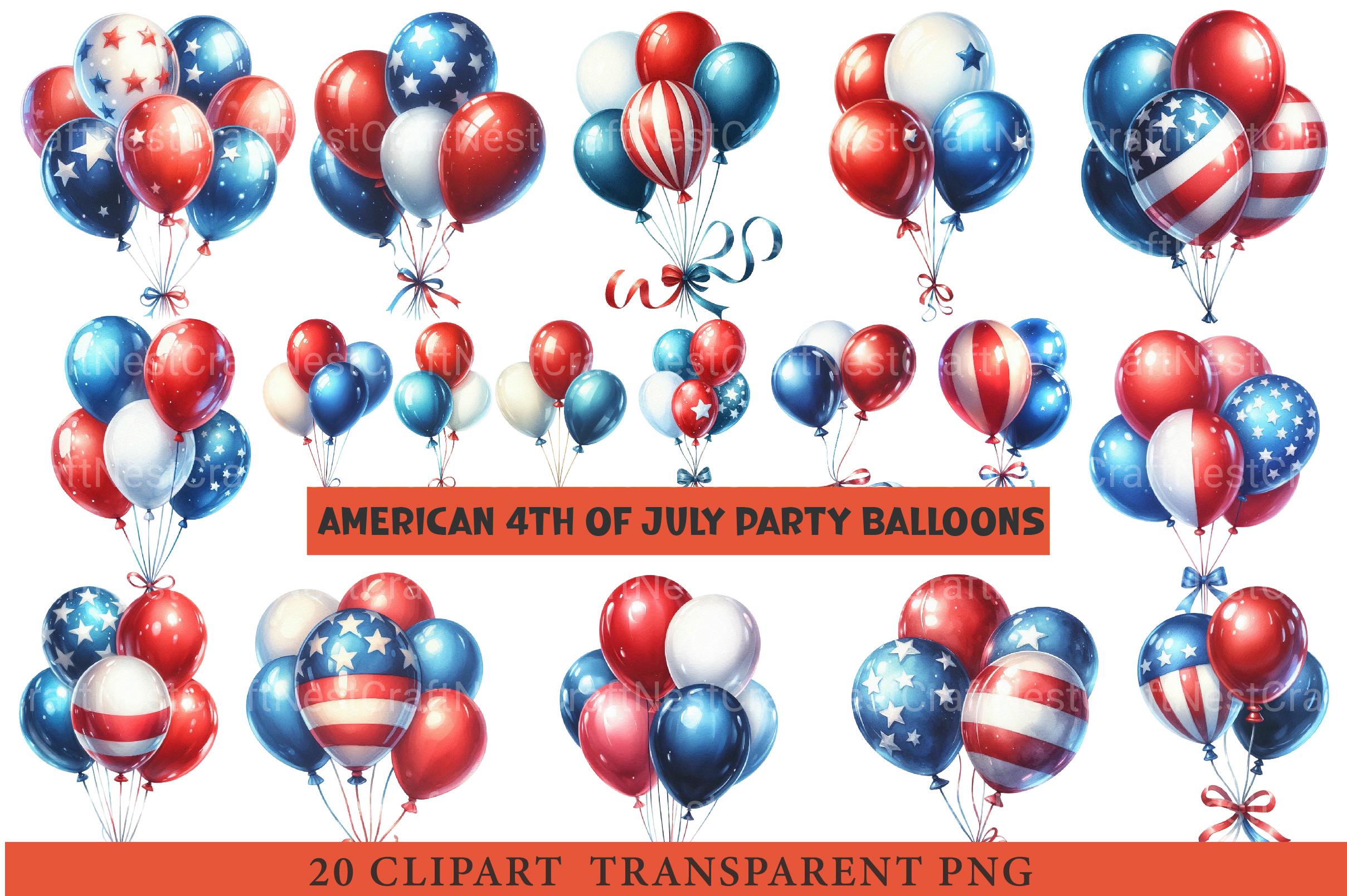 American 4th of July Party Balloons Clipart