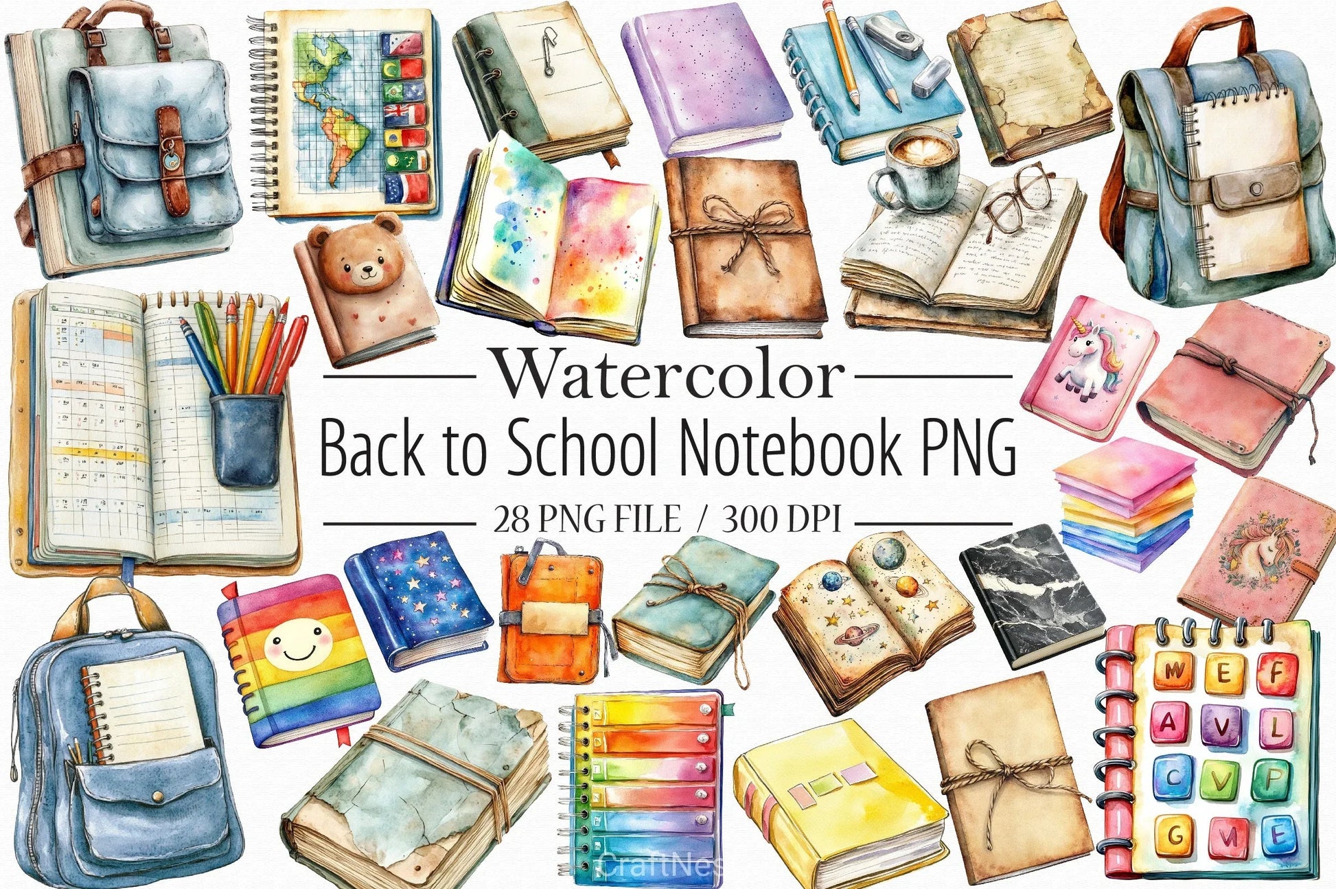 Back To School Notebook Clipart Bundle - CraftNest - Digital Crafting and Art