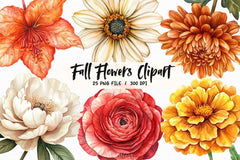 Fall Flowers Clipart Bundle 4 - CraftNest - Digital Crafting and Art
