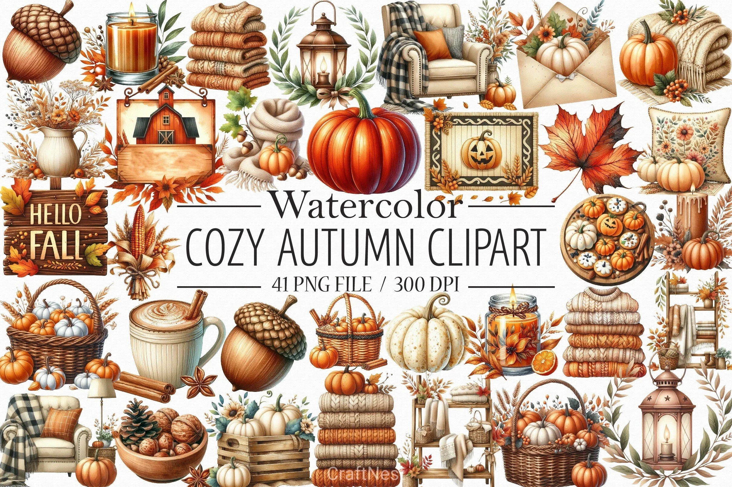 Cozy Autumn Clipart Bundle 8 - CraftNest - Digital Crafting and Art