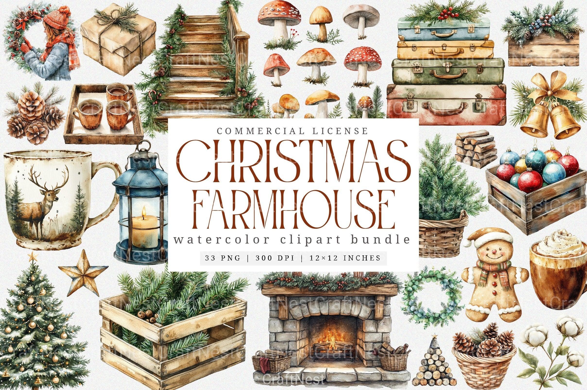 Farmhouse Christmas Holiday Art Stickers Bundle - CraftNest - Digital Crafting and Art