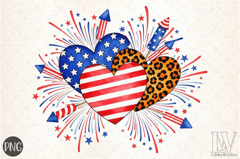 USA Hearts Fireworks Clipart Bundle - CraftNest - Digital Crafting and Art