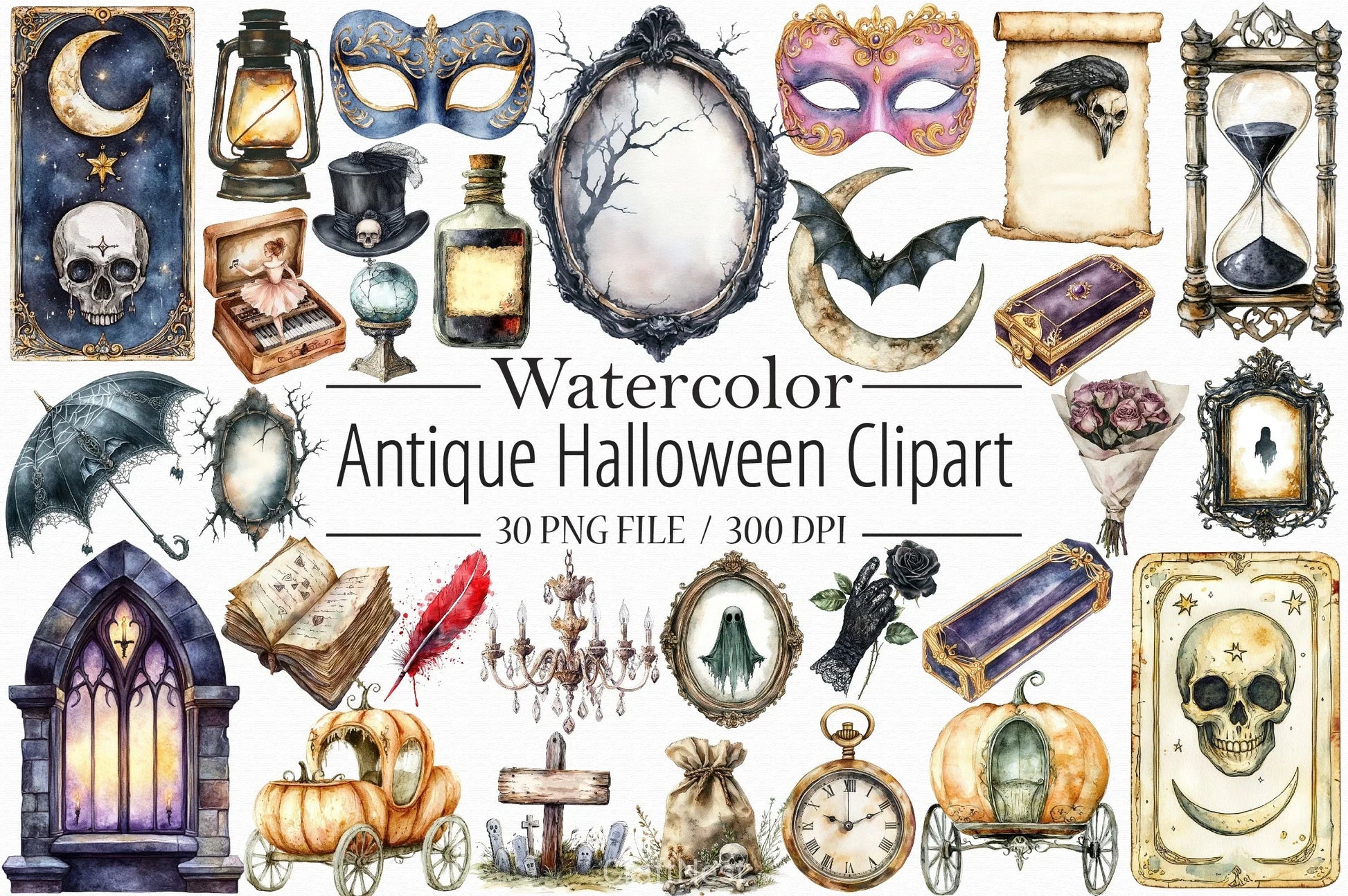 Antique Halloween Clipart Bundle 1 - CraftNest - Digital Crafting and Art