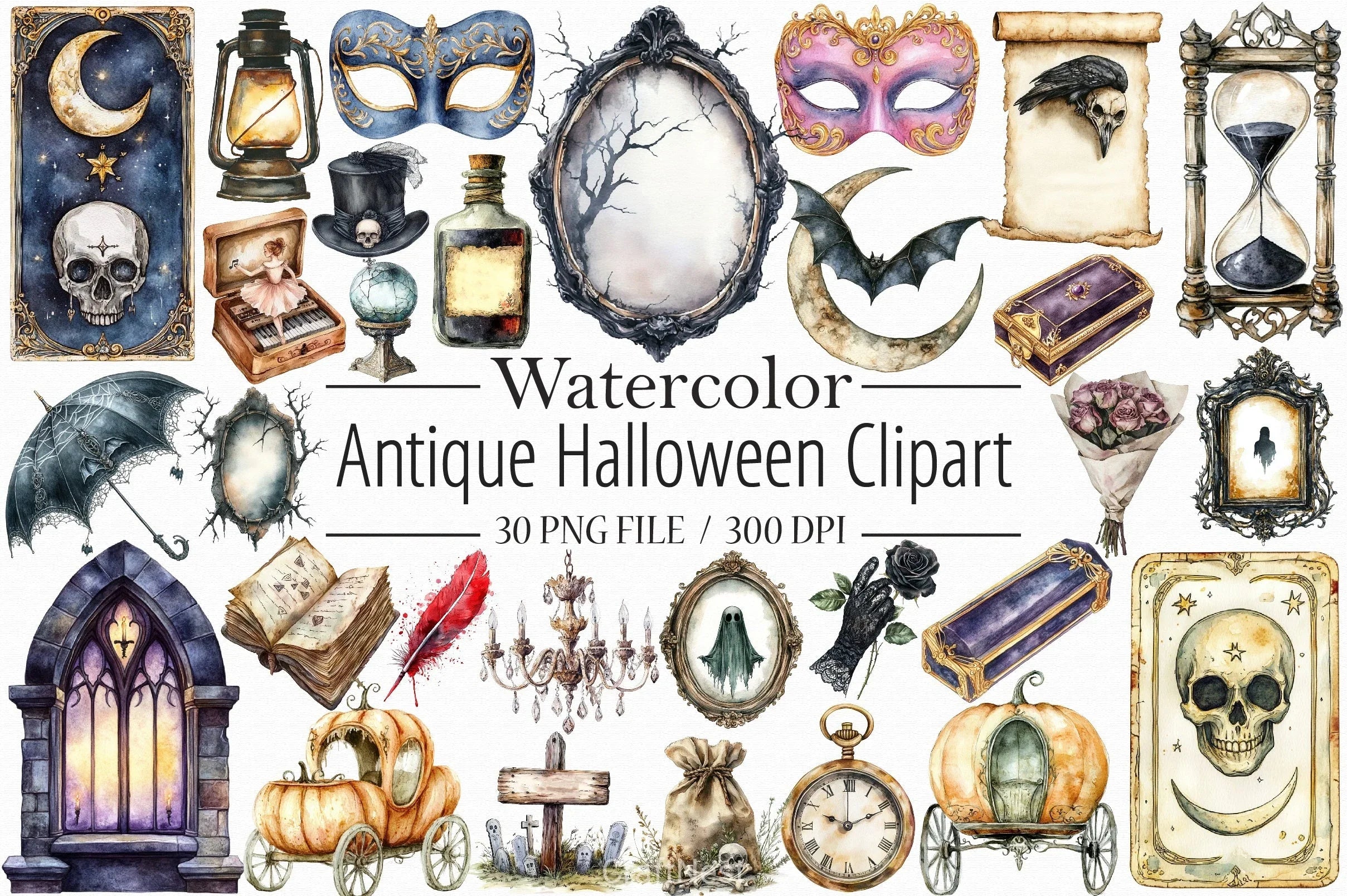 Antique Halloween Clipart Bundle 1 - CraftNest - Digital Crafting and Art