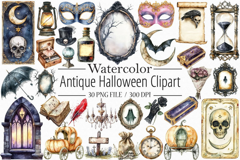 Antique Halloween Clipart Bundle 1 - CraftNest - Digital Crafting and Art