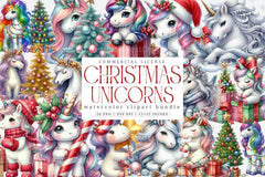 Christmas Unicorns Festive Clipart Bundle - CraftNest - Digital Crafting and Art
