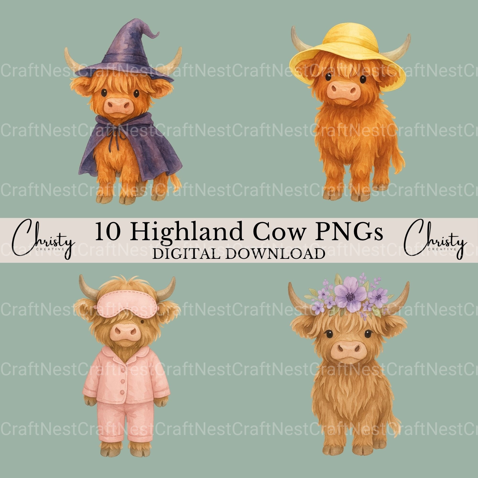 Highland Cows 1 Clipart Bundle